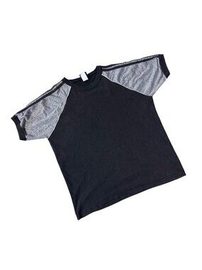 Vintage Short Sleeve T Shirt Black Gray Maverick USA Made Raglan Large 1980s